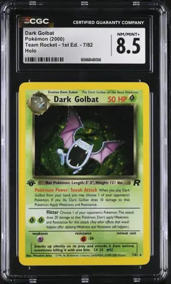 CGC 8.5 Dark Golbat Team Rocket 1st Edition 7/82 Holo Pokemon Card - Image 1