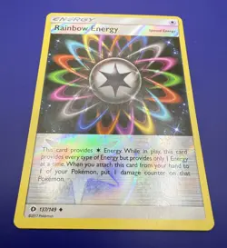 🌈Rainbow Energy 137/149 Reverse Holo Card Sun & Moon Pokemon Card -LP/MP 2017 - Image 1