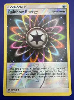 🌈Rainbow Energy 137/149 Reverse Holo Card Sun & Moon Pokemon Card -LP/MP 2017 - Image 2