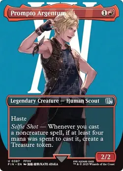 Borderless PROMPTO ARGENTUM mtg NM-M Final Fantasy Unc - Image 1