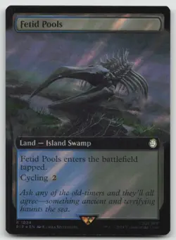 Fetid Pools (Extended Art) (Surge Foil) Land - Island Swamp PIP #1024 R Foil NM - Image 1