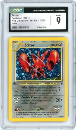 Pokemon Scizor #10 Neo Discovery 1st Edition Holo CGC 9 Mint - Image 1
