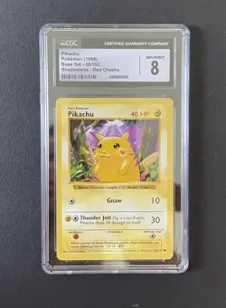 Pokemon Pikachu 58/102 Red Cheeks - Base Set Shadowless - CGC 7 Near Mint - Image 1