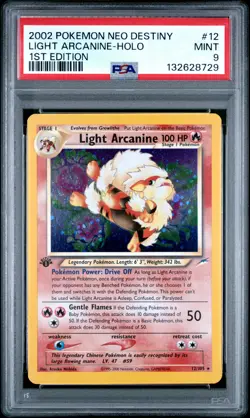 2002 POKEMON NEO DESTINY 1ST ED #12 LIGHT ARCANINE-HOLO PSA 9 - Image 1