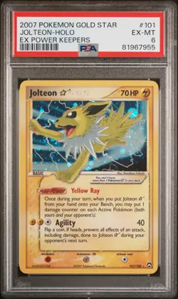 Pokemon Jolteon Gold Star 101/108 PSA 6 EX-MT EX Power Keepers Holo Rare 2007 - Image 1