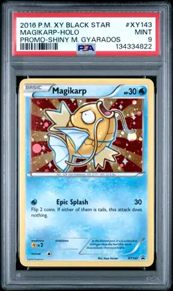 2016 POKEMON XY BLACK STAR PROMO SHINY MEGA GYARADOS #XY143 MAGIKARP-HOLO PSA 9 - Image 1