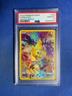 2023 Pokemon SWSH FA/Pikachu Crown Zenith PSA 10, 160/159 - Image 1