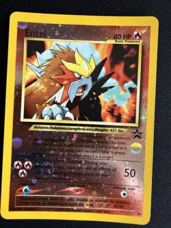 2001 Pokemon Entei Black Star Promo Reverse Holo NM CARD - Swirled - Image 1