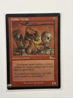 MTG Goblin Welder Urza's Legacy, Regular Rare Card 80/143, 1999 NM Light Played - Image 1