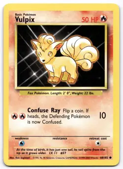 Vulpix 068/102 Base Set Pokemon Card Vintage WOTC | LP - Image 1