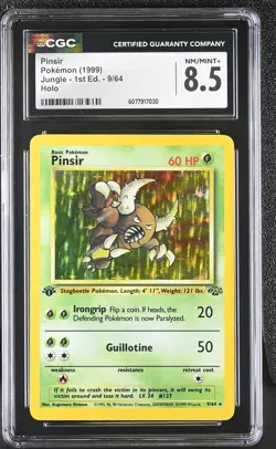 CGC 8.5 Pinsir 1999 Jungle 1st Edition 9/64 Holo Pokemon Card - Image 1