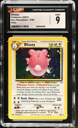 CGC 9 MINT Blissey 2001 Neo Revelation 2/64 Holo SWIRL Pokemon Card - Image 1