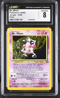 CGC 8 Mr. Mime 1999 Jungle 6/64 Holo Pokemon Card - Image 1