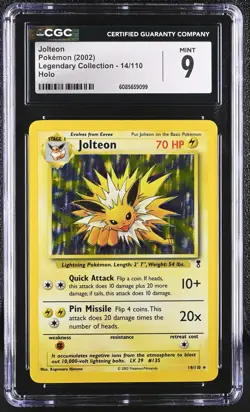 CGC 9 MINT Jolteon 2002 Legendary Collection 14/110 Holo Pokemon Card - Image 1