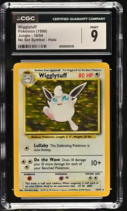 CGC 9 MINT Wigglytuff 1999 Jungle 16/64 No Set Symbol Holo Pokemon Card - Image 1