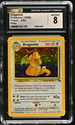 CGC 8 Dragonite 1999 Fossil 4/62 Holo Pokemon Card - Image 1