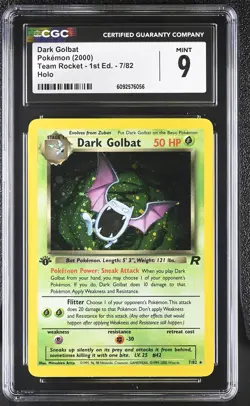 CGC 9 MINT Dark Golbat Team Rocket 1st Edition 7/82 Holo Pokemon Card - Image 1