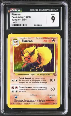 CGC 9 MINT Flareon 1999 Jungle 3/64 Holo Pokemon Card - Image 1