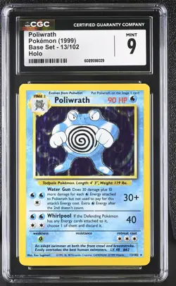 CGC 9 MINT Poliwrath 1999 Base Set 13/102 Holo Pokemon Card - Image 1