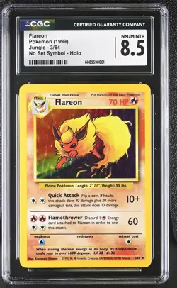 CGC 8.5 Flareon 1999 Jungle 3/64 No Set Symbol Holo Pokemon Card - Image 1