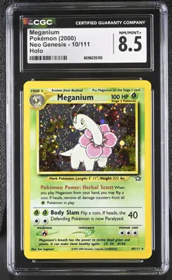 CGC 8.5 Meganium 2000 Neo Genesis 10/111 Holo Pokemon Card - Image 1