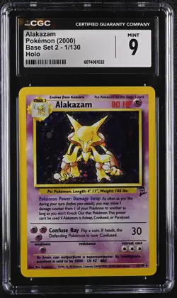 CGC 9 MINT Alakazam 2000 Base Set 2 1/130 Holo Pokemon Card - Image 1