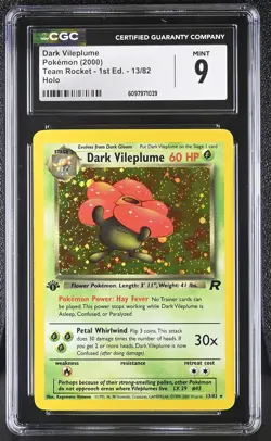 CGC 9 MINT Dark Vileplume Team Rocket 1st Edition 13/82 Holo Pokemon Card - Image 1