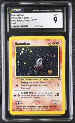 CGC 9 MINT Houndour 2001 Neo Discovery 5/75 Holo Pokemon Card - Image 1