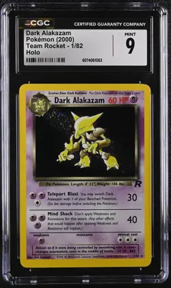 CGC 9 MINT Dark Alakazam 2000 Team Rocket 1/82 Holo Pokemon Card - Image 1