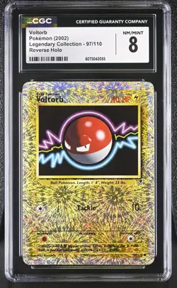CGC 8 Voltorb 2002 Legendary Collection 97/110 Reverse Holo Pokemon Card - Image 1
