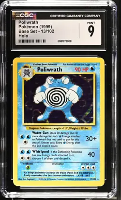 CGC 9 MINT Poliwrath 1999 Base Set 13/102 Holo Pokemon Card - Image 1