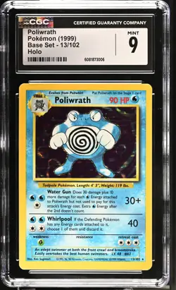 CGC 9 MINT Poliwrath 1999 Base Set 13/102 Holo Pokemon Card - Image 1
