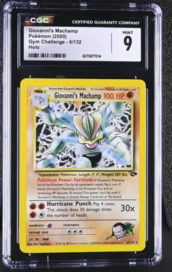 CGC 9 MINT Giovanni's Machamp 2000 Gym Challenge 6/132 Holo Pokemon Card - Image 1