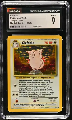 CGC 9 MINT Clefable 1999 Jungle 1/64 No Set Symbol Holo Pokemon Card - Image 1