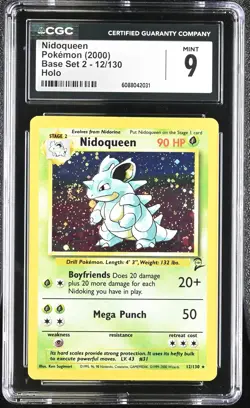 CGC 9 MINT Nidoqueen 2000 Base Set 2 12/130 Holo SWIRL Pokemon Card - Image 1
