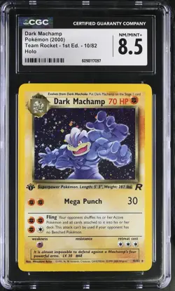 CGC 8.5 Dark Machamp 2000 Team Rocket 1st Edition 10/82 Holo Pokemon Card - Image 1