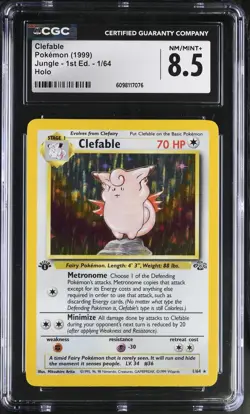 CGC 8.5 Clefable 1999 Jungle 1st Edition 1/64 Holo Pokemon Card - Image 1