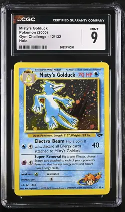 CGC 9 MINT Misty's Golduck 2000 Gym Challenge 12/132 Holo Pokemon Card - Image 1