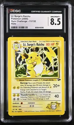 CGC 8.5 Lt. Surge's Raichu 2000 Gym Challenge 11/132 Holo Pokemon Card - Image 1