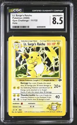 CGC 8.5 Lt. Surge's Raichu 2000 Gym Challenge 11/132 Holo Pokemon Card - Image 1