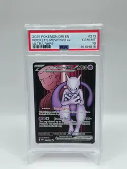 PSA 10 Team Rocket's Mewtwo ex 213/182 Destined Rivals Pokemon Card TCG - Image 1