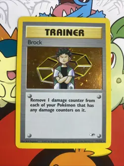 Pokemon TCG WOTC Holo Trainer Card #15/132 Brock Gym Heroes Unlimited Rare LP+ - Image 1