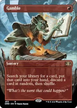 [1x] Gamble - Borderless - Near Mint, English - Dominaria Remastered Extras MTG - Image 1