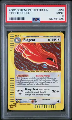 2002 Pokemon Expedition #23 Pidgeot Holo PSA 9 MINT w/ SWIRL! - Image 1