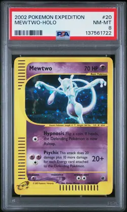 2002 Pokemon Expedition #20 Mewtwo Holo PSA 8 NM-MT w/ SWIRL! - Image 1