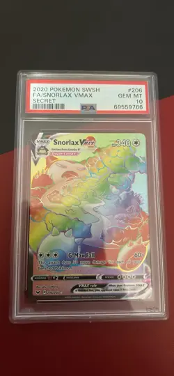 2020 Pokemon Sword & Shield Secret #206 Snorlax Vmax Full Art PSA 10 Gem Mint - Image 1
