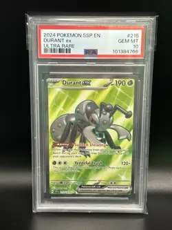 2024 Pokemon Surging Sparks Durant EX #215 Ultra Rare PSA 10 Card GEM MINT - Image 1