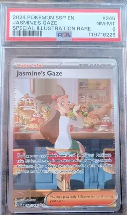 Jasmine's Gaze SIR Full Art Pokemon Card PSA 8 NM-MT Surging Sparks 245/191 2024 - Image 2