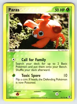 Paras 72/112 2004 EX FireRed & LeafGreen Pokemon Card TCG Yuka Morii Art - VLP - Image 1