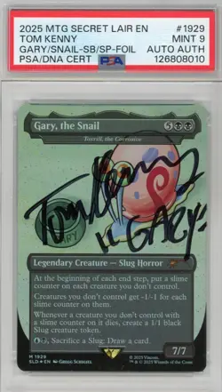 PSA MINT 9 Signed Tom Kenny Gary, the Snail (Rainbow Foil) Secret Lair Drop Foil - Image 1